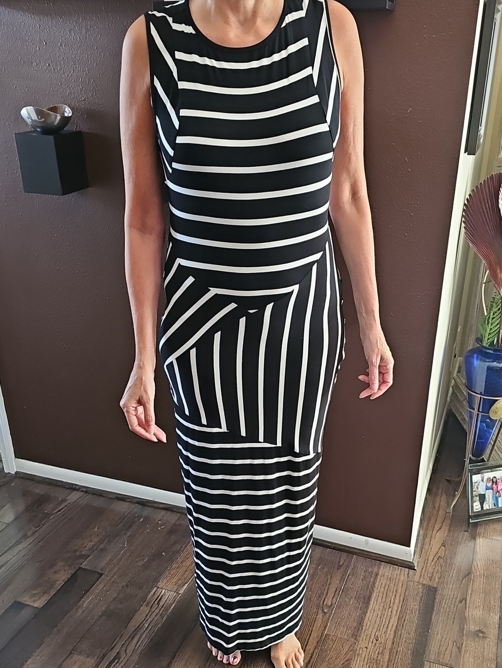 NECESSARY OBJECTS Striped, Backless Maxi - Size L